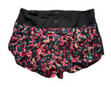 Athleta Running Free Printed Shorts 3.5” Size L Lined High Waist Pink Black Photo 0