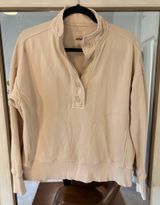 aerie Oversized Athletic Henley Sweatshirts Women in Cream size XS Extra Small Photo 0