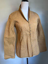 Mustard Yellow Floral Quilted Cotton Jacket S whimsi dainty Festival cottage Photo 0