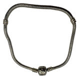Vintage Sterling Silver 925 Snake Chain Charm Bracelet Love Barrel Clasp 7.75in Photo 0