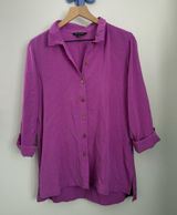 John Mark Small Purple Orchid Tunic Shirt Button‎ Up Relaxed Coastal Lagenlook Photo 0