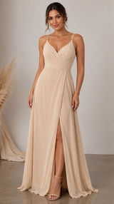 Azazie "Thana" Dress Champagne~Bridesmaid Formal Event Prom Wedding Size A16 NEW Photo 0
