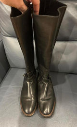 COACH black leather silver turnlock TALL FLAT riding boots Photo 0