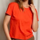 Perfectwhitetee Harley Cotton Boxy Crewneck Tee in Tomato Size Small Photo 0