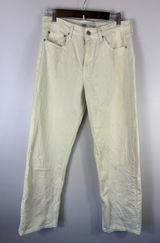 Zara High Rise Wide Leg Jeans Womens 8 Cream Off White Textured‎ Clean Girl Photo 0