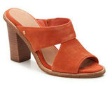 UGG Celia Mule Sandals Womens 9 Orange Suede Stacked Block Heel Open Toe Slide Photo 0