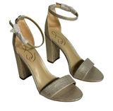 Sam Edelman Yaro Gold Metallic‎ Glitter Ankle Strap Block Heels Women's Size 6M Photo 0