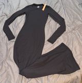 Skims Fits Everybody Crew Neck Long Sleeve Dress ‘Onyx’ Photo 0