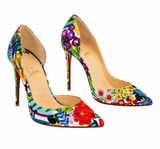 Christian Louboutin Iriza 100 Crepe Satin Floral d'Orsay Pump Size 37.5 Photo 0