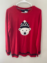 New Tommy Hilfiger Polar Bear Christmas Sweater Red Women's Large Holiday Photo 0