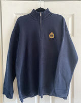 Lauren Ralph Lauren Quarter Zip Pullover Size XL Navy Crest Preppy Blue Cotton Photo 0