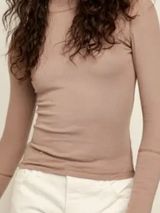 Free People Intimately Tan Ribbed Knit Coyote Rickie Mock Neck Long Sleeve Top Photo 0