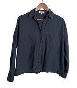 Djerf Avenue Breezy Shirt in Black size XS Relaxed Cotton Button Front Photo 0