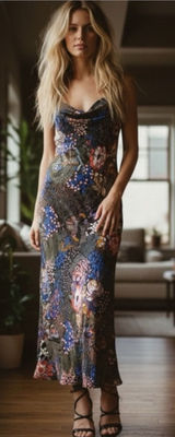 Anthropologie The Elyse Printed Slip Midi Dress Butterfly Floral Size XS Photo 0