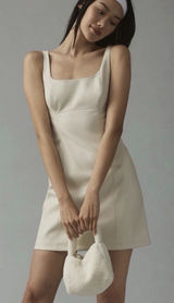 Maeve Anthropologie 90s Faux Leather Cream Mini Tank Dress Classic Minimalist Photo 0