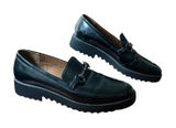 Franco Sarto Shoes Women's Size 8.5 Black Cason Loafer Flats Lug Sole Minimalist Photo 0