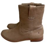 Frye Anna Leather Pull On Western Boots Tan Taupe Low Heel Mid Calf size 8M Photo 0
