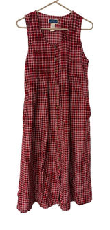 Bryn Connelly Red Plaid Pine Tree Embroidered Cotton Button Front Midi Dress S Photo 0