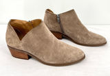 Lucky Brand Fenley Taupe Suede Side Zip Stacked Block Heel Ankle Booties 8M Photo 0