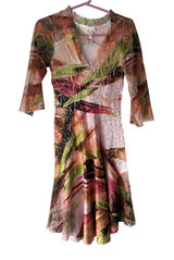 LINDI Dress Womens‎ Small Mesh Sheer Crinkle Boho Y2k Flare Sleeve Retro Photo 0