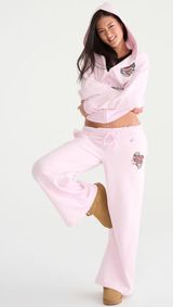 Deja for Aeropostale Pink Low-Rise Wide-Leg Sweatpants Photo 0