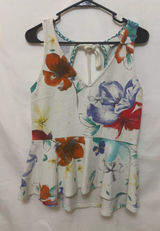 Anthropologie 9 H15 STCL Postmark Flynn Floral Peplum Textured Tank Size Medium Photo 0