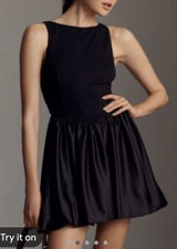 Anthropologie Maeve Black Sleeveless Mini bubble Dress small NWT Photo 0