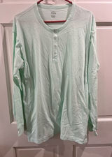 PINK Victoria's Secret NWT Cotton Long Sleeve Crew Neck Snap On Shirt Green XL NWT Photo 0
