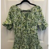 Aerie Smocked Waist Mini‎ Sundress Floral Kelly Green Womens M Boho Festival Photo 0