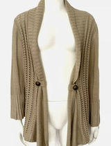 Carolyn‎ Taylor Open Front Tan Open Knit Button Detail Long Sleeve Bell Sz Small Photo 0