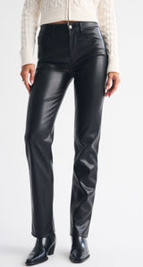 Abercrombie High-Rise Ankle Straight Vegan Leather Ultra Photo 0