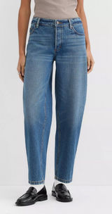 LOFT Rivete Mid Rise Barrel Jeans Echo Wash Cotton Button Fly Crop Size 31 NWT Photo 0