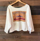 Vintage St. John’s Marsh Canoeing Kayaking Cropped Terry Sweatshirt Michigan Photo 0