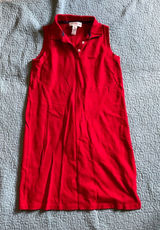 Red mid dress with collar, cute summer dress, sleeveless casual dress Photo 0