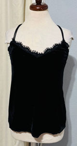 Abercrombie & Fitch Black Y2K Velvet Lace Trim Cami Tank Whimsigoth‎ Top Women S Photo 0