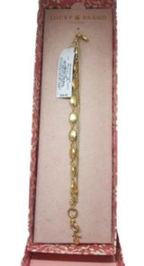 NWT Lucky Brand Gift Boxed Gold Multi Strand Layered Citrine Bracelet Photo 0