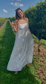 Flowy White Floral Print Dress Photo 0