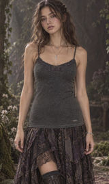 Y2K Aeropostale Ribbed Lace Trim Cami Top Sz S Coquette Bella Layering Grunge Photo 0