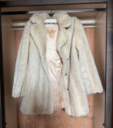 Vintage Cream Fur Coat - Women's Winter Jacket Photo 0