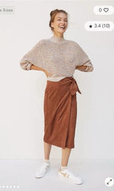 Anthropologie NEW NWT Lauren Sueded Wrap Midi Skirt Brown Size M Photo 0