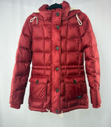 Abercrombie‎ & Fitch Hooded Down Puffer Coat in Cherry Red Size Extra Small Photo 0