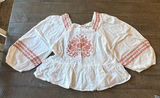 Universal Threads women's Boho White/Terracotta Floral Embroidered Peplum‎ Blouse Photo 0