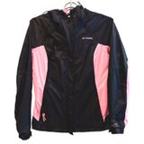 Columbia Rain Jacket Black Pink Breast Cancer Awareness Hooded Womens‎ Large Photo 0