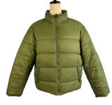 Puffer Jacket Green Quilted Crop Full Zip Mock Neck‎ Womens Size Large Winter Photo 0