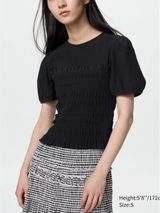 Uniqlo Cecilie Bahnsen Shirring Volume Sleeve T-Shirt NWT Black Small Photo 0