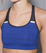 LULULEMON 4 SWEATY II Kanto Stripe Blue Black Running Sports Bra‎ Photo 0