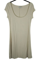 Abercrombie & Fitch‎ Ribbed Fitted Cream 90s Tshirt Dress Size MT Photo 0