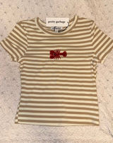 Pretty Garbage Lobster Striped Baby Tee Tan Photo 0