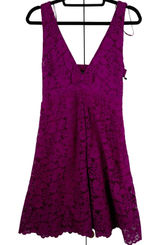 Zara Magenta Purple Floral Lace Bow V-Neck Mini Dress 3373/490/630 XS Coquette Photo 0