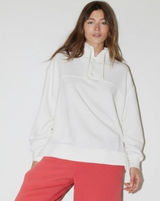 Out From Under XS‎ Belmar Henley Popover Sweatshirt Ivory Funnel Neck Oversized Photo 0